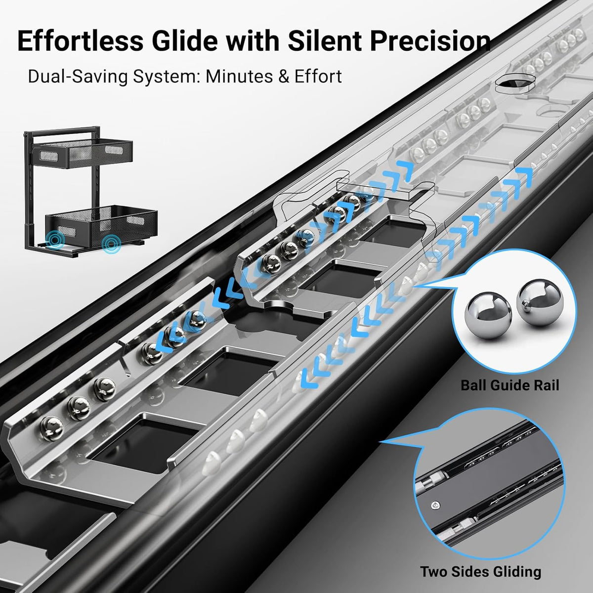 Under Sink Organizer, Metal Under Sink Organizers and Storage, Slide Out Pull Out Cabinet Organizer