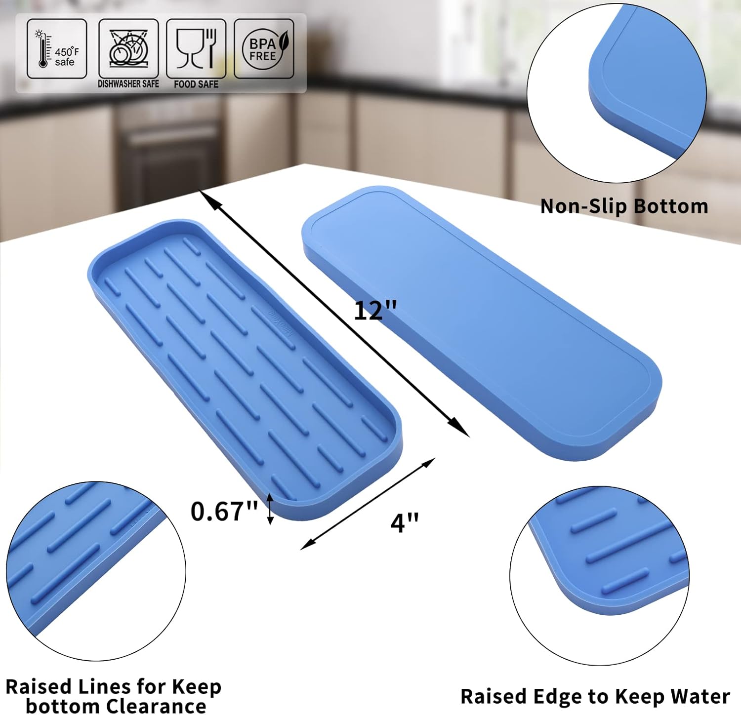 Silicone Kitchen Sink Organizer Tray for Multiple Usage,Eco-Friendly Sponges Holder for Kitchen