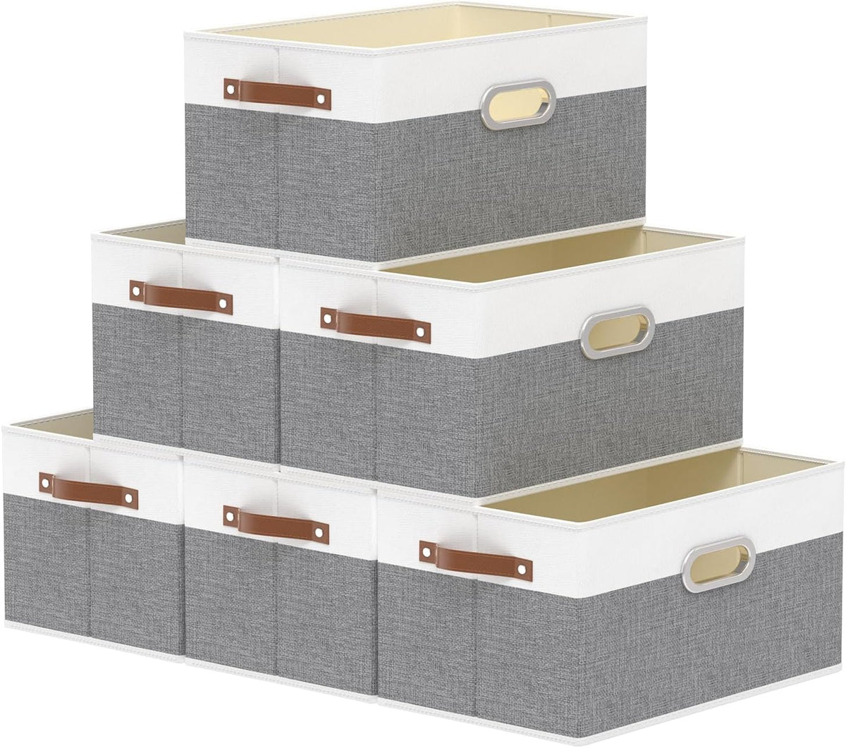 Yawinhe Foldable Storage Baskets for Shelves, Fabric Closet Organizers, Bins with 3 Handles, Cubes