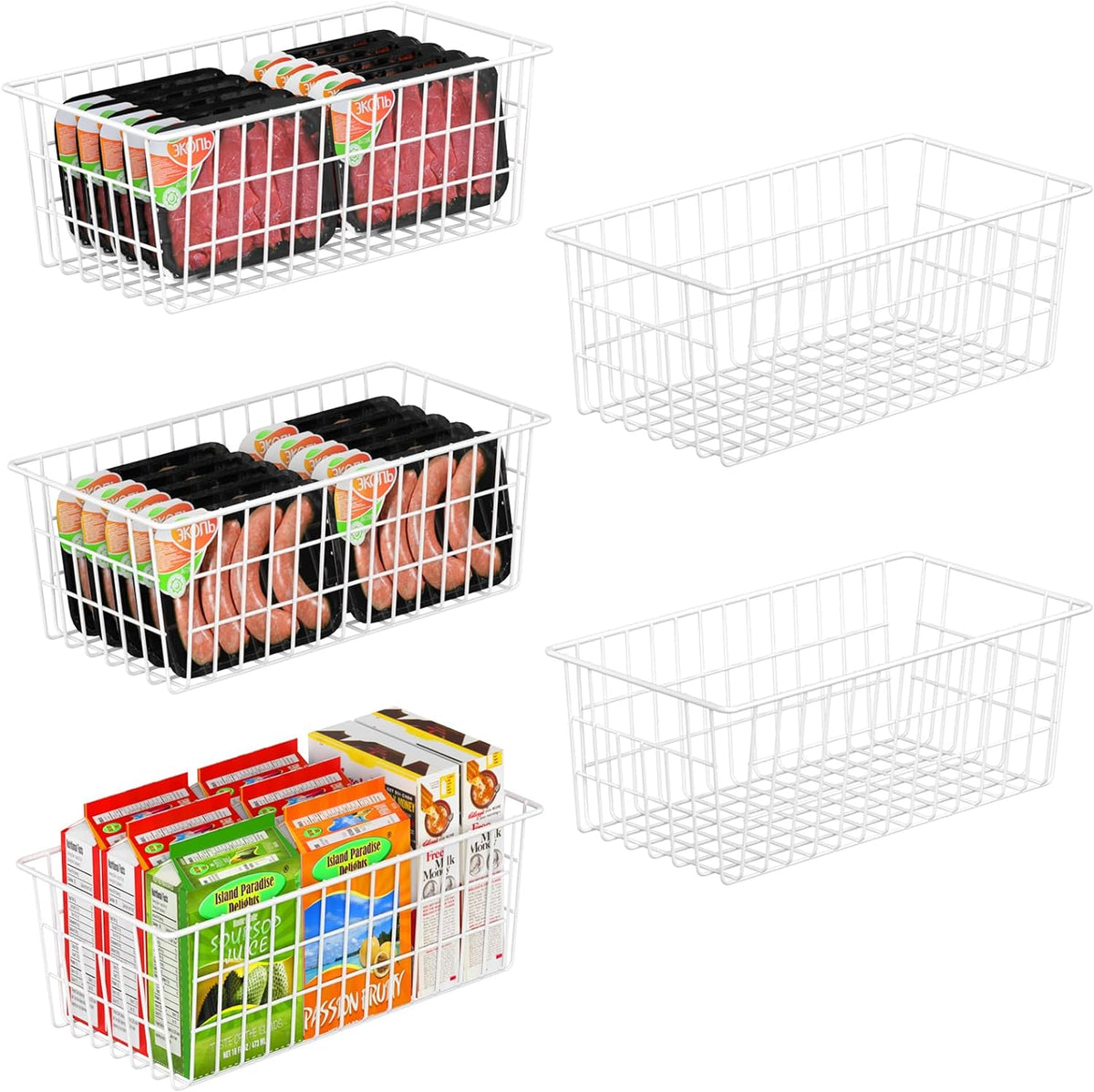 Orgneas Freezer Organizer Bins, Freezer Baskets for Chest Freezer and Upright Freezer Refrigerator