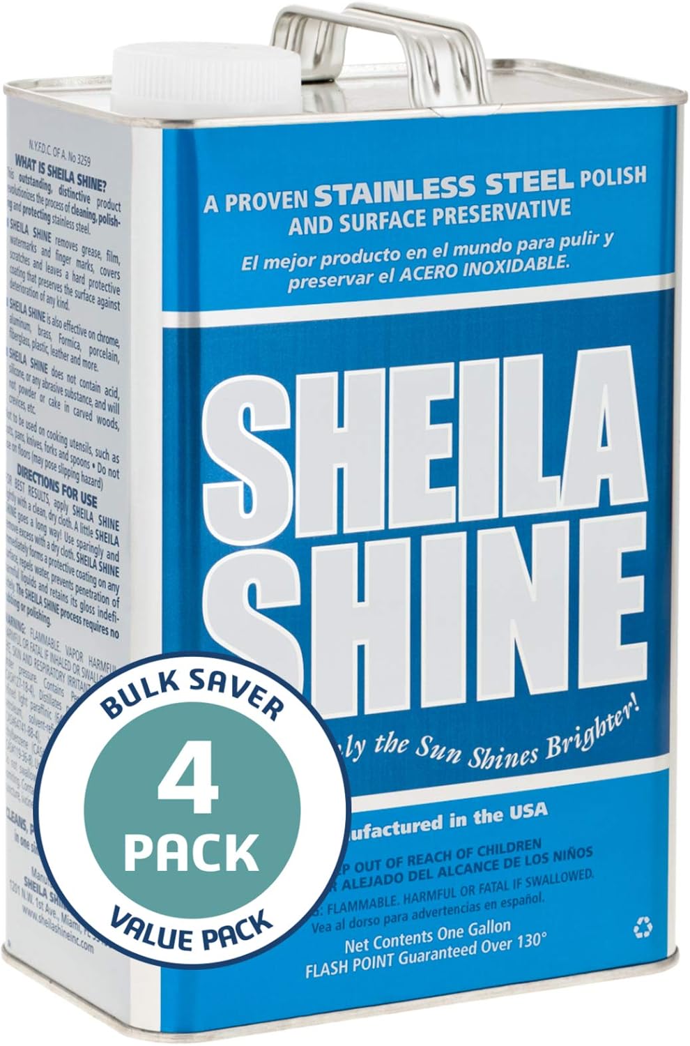Sheila Shine 4 x 1 Gal. Can Stainless Steel Cleaner and Polish, Protects Household Kitchen Surface