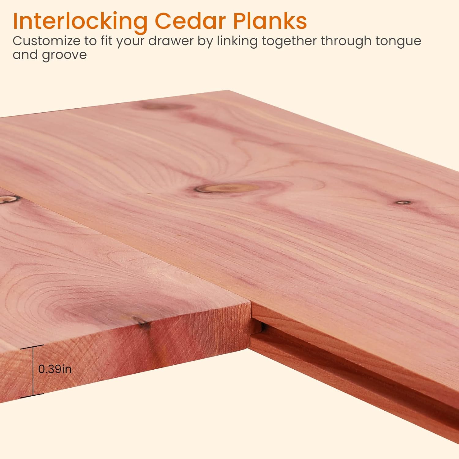Homode Cedar Closet Liner Planks, Set of 8 Drawer Liners, Tongue and Groove, Aromatic Cedar Wood