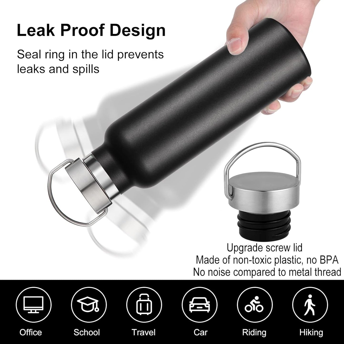 Neihepal 20 oz Insulated Water Bottles Bulk 8 Pack,Stainless Steel Double Wall Sport Bottle with