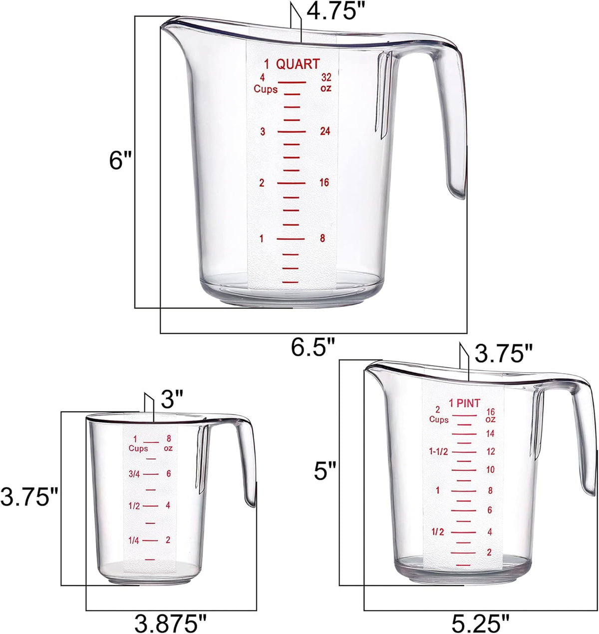 Amazing Abby - Melissa - Plastic Measuring Cups (3-Piece Set), Food-Grade Measuring Jugs, 1/2/4-Cup