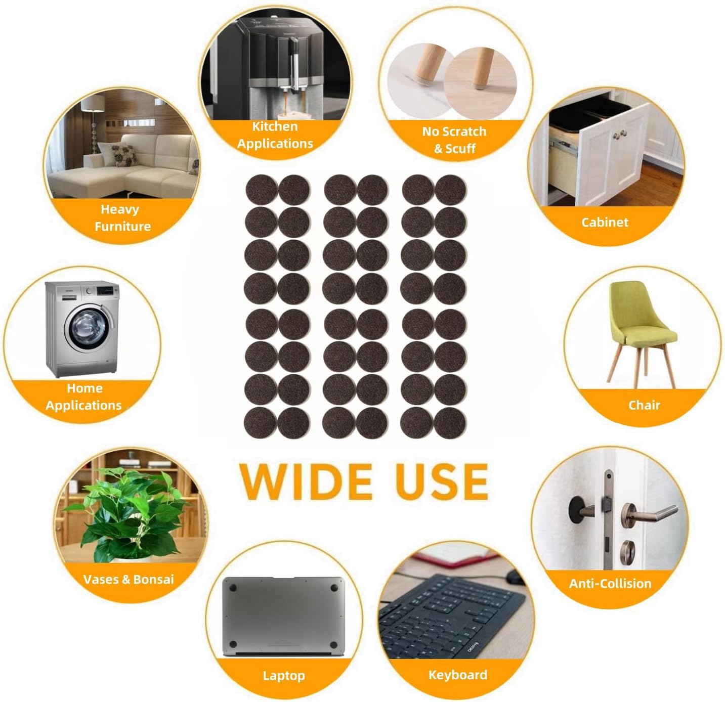 Furnigear Felt Furniture Pads for Hardwood Floors - Self Adhesive Chair Felt Pad, Floor Protector