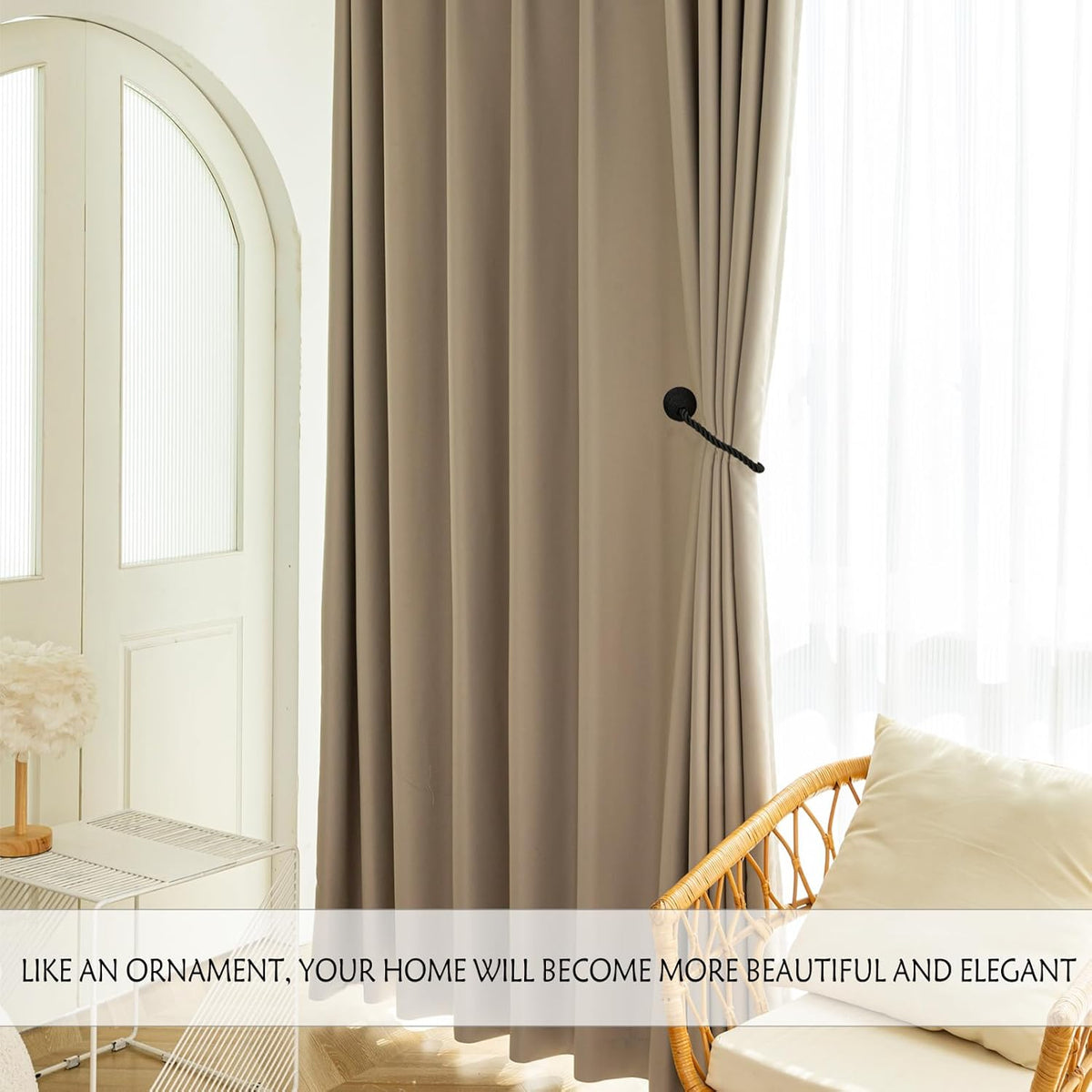 Magnetic Curtain Tiebacks Rope Curtain Tie Backs for Curtains 6 Pack Curtain Holders for Drapes