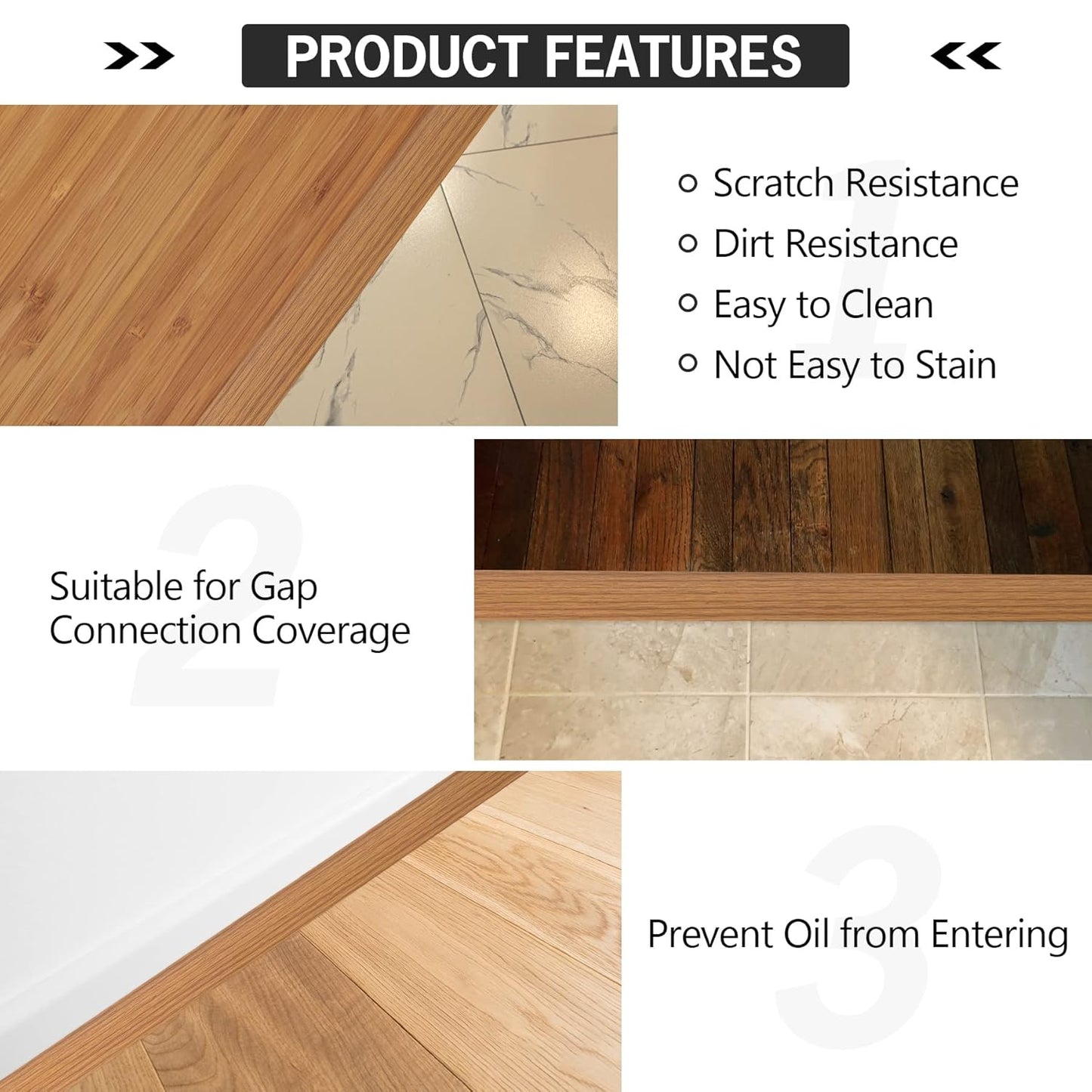 16.4Ft Floor Transition Strip Self Adhesive Vinyl Cover Floor Strip Flat Divider Transition Strip