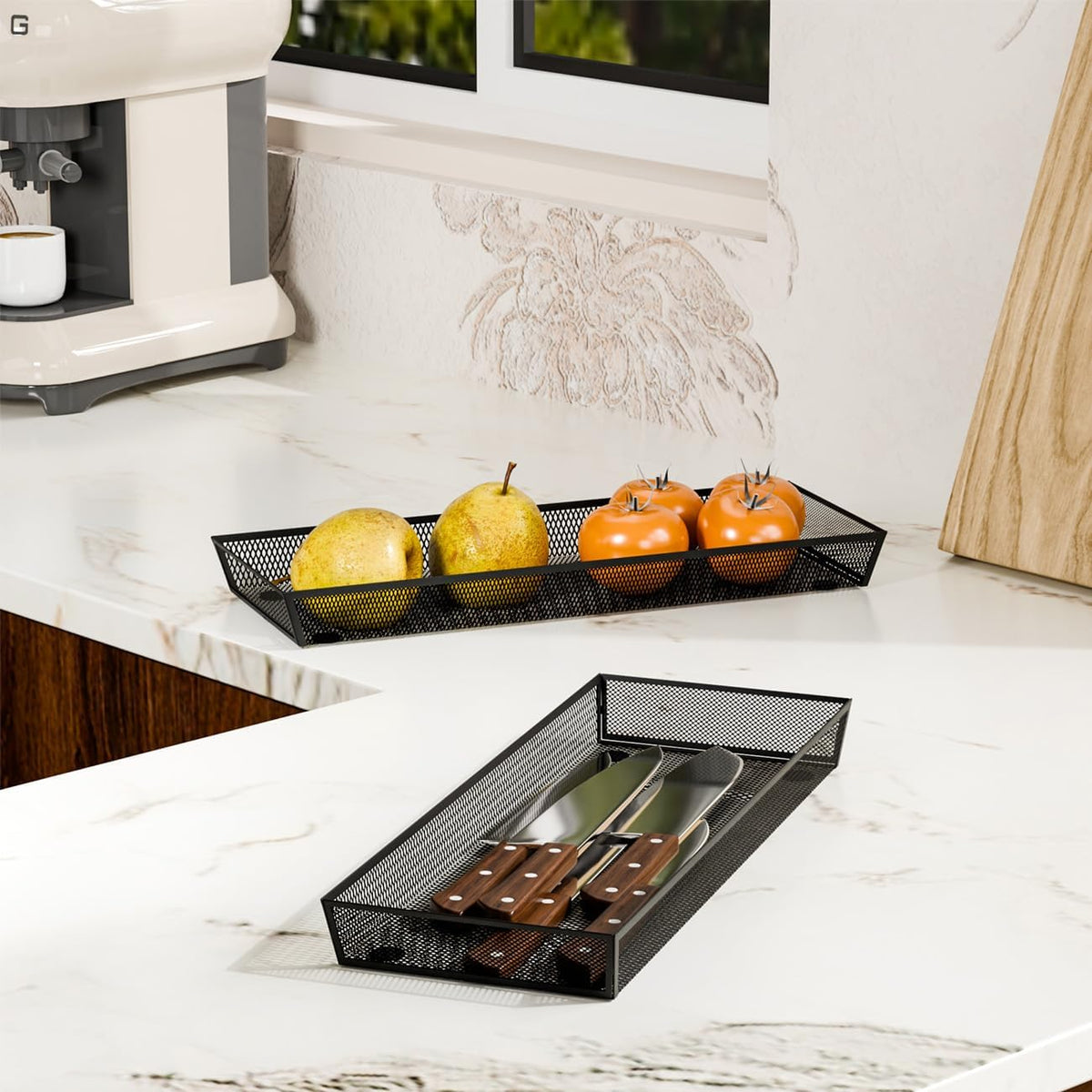 BYCY Silverware Drawer Organizer, Mesh Utensil Organizer for Kitchen Storage, Black Steel Metal