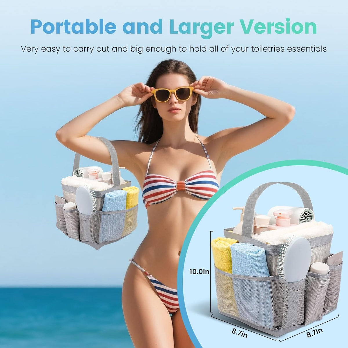 Shower Caddy for College Dorm Room Essentials for Girls with 9 Pockets,Large-Capacity Shower