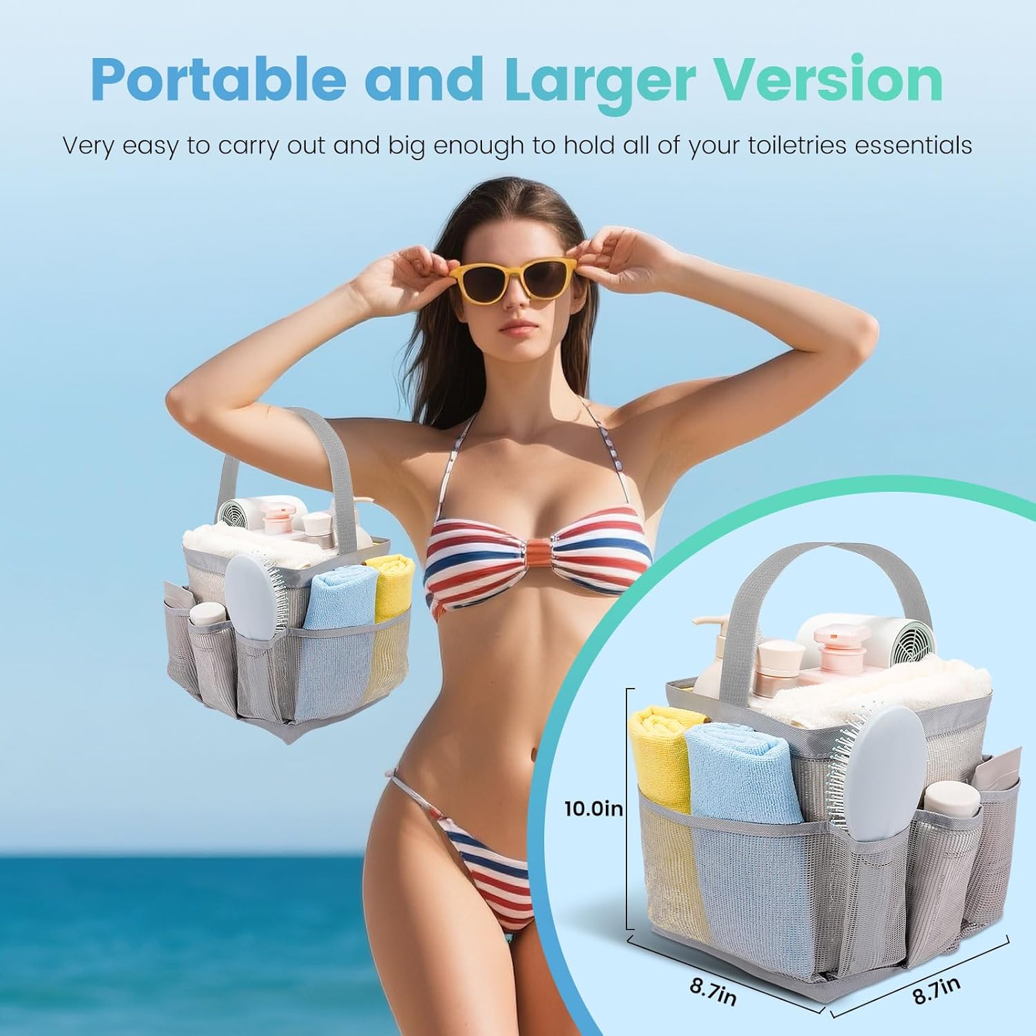 Shower Caddy Portable for College Dorm Room Essentials for Girls with 9 Pockets,Large-Capacity