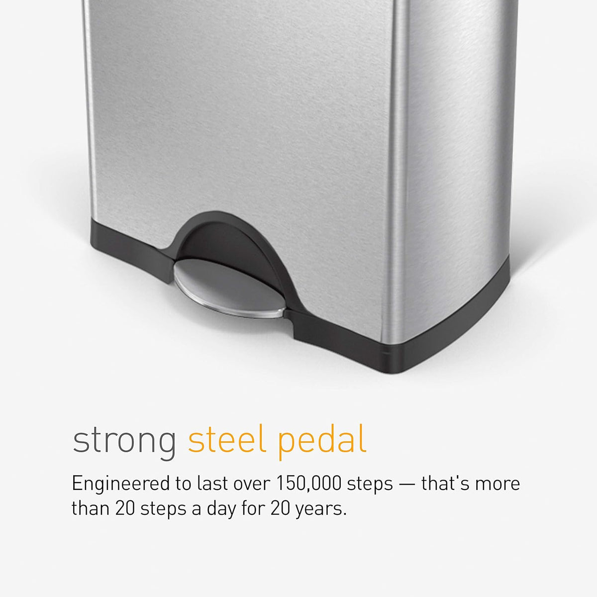 simplehuman Rectangular Dual Compartment Recycling Kitchen Step Trash Can, 46 Liter, Brushed