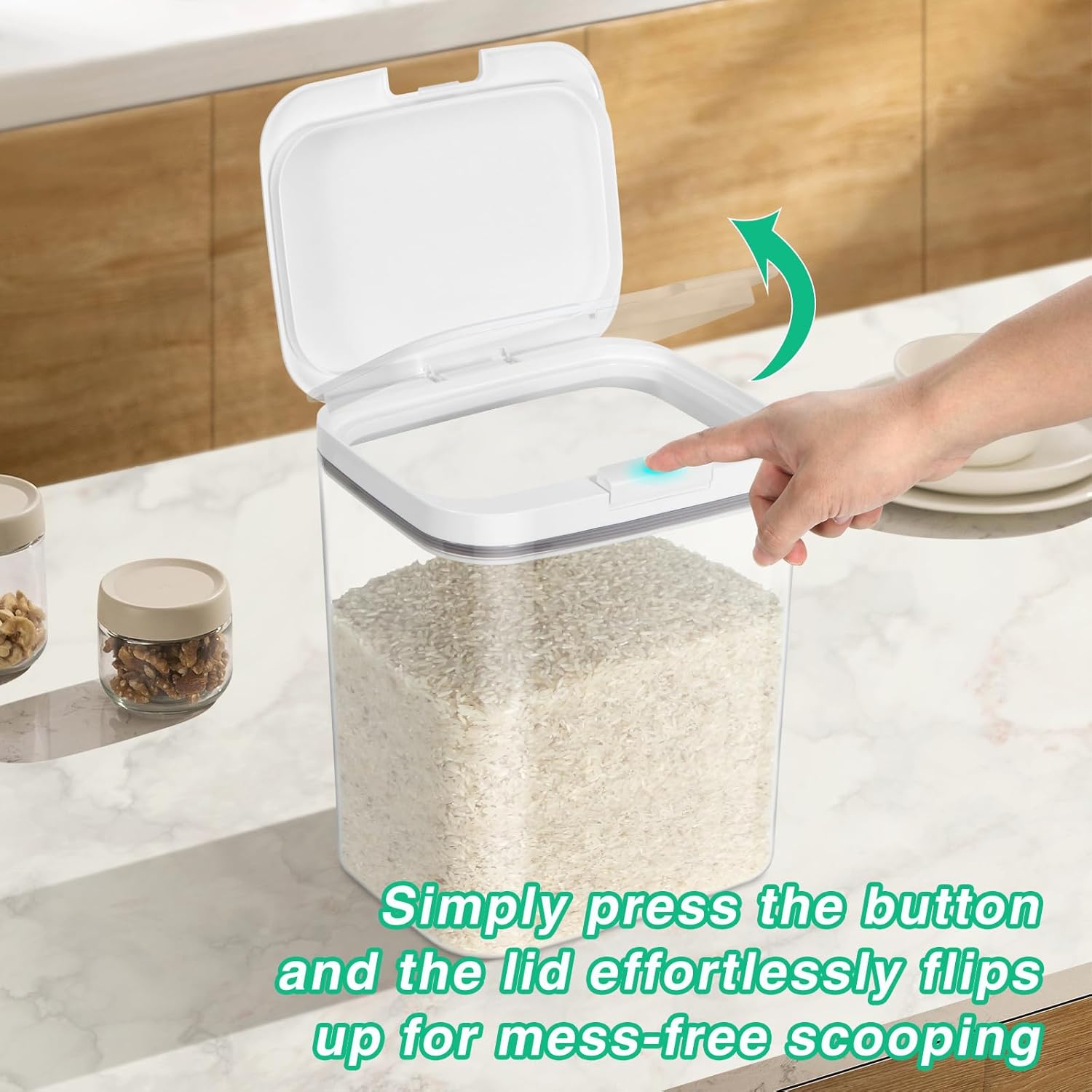 Rice Storage Container - 5.8 Qt | 11 Lbs Crystal-Clear Plastic Food Storage Container Bin with