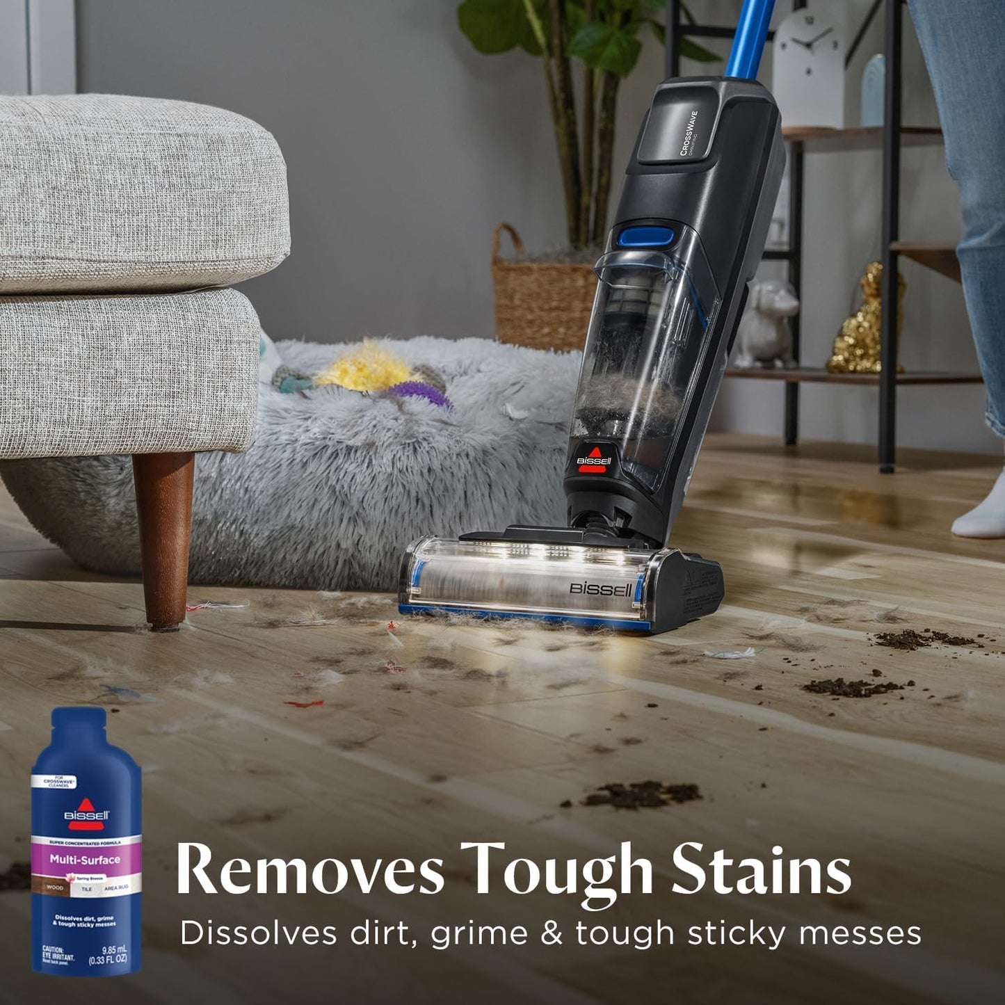 BISSELL Crosswave Cordless Plus, Wet Dy Vacuum w/FurFinder Headlights + Super Concentrate Multi