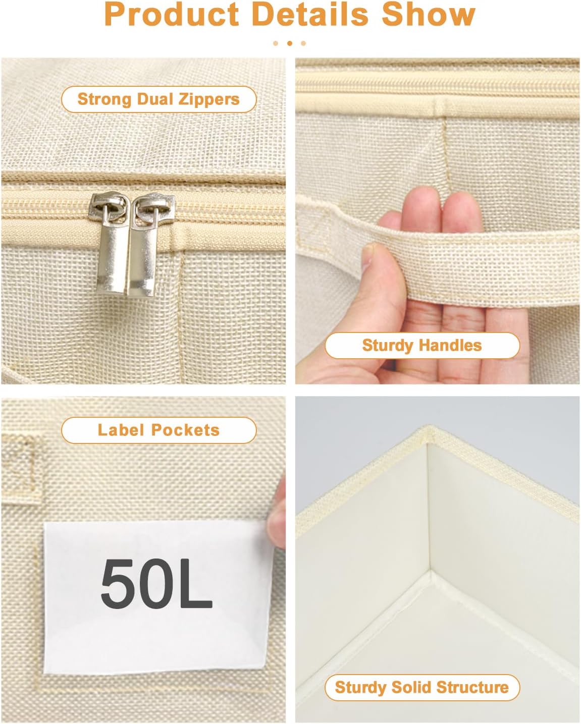 punemi Underbed Storage, 3 Pack Clothing Storage Bags W/Sturdy Handles, Large Capacity Underbed