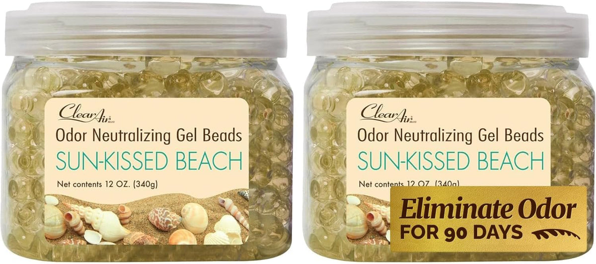 Clear Air Odor Eliminator Gel Beads - 12 oz, Pack of 2 - Air Freshener Made with Essential Oils