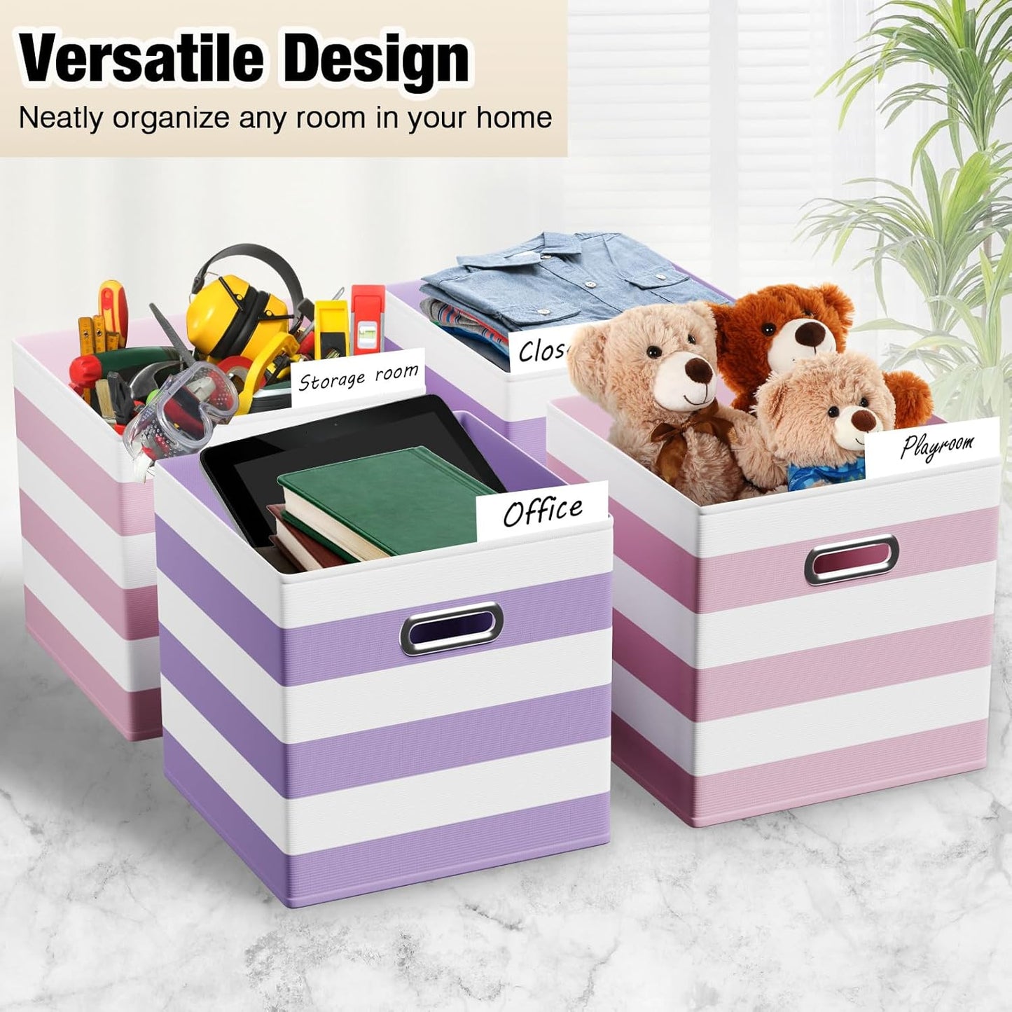 6 Pcs Fabric Storage Cubes with Metal Handle Back to School Classroom Supplies 11 Inch Macaron