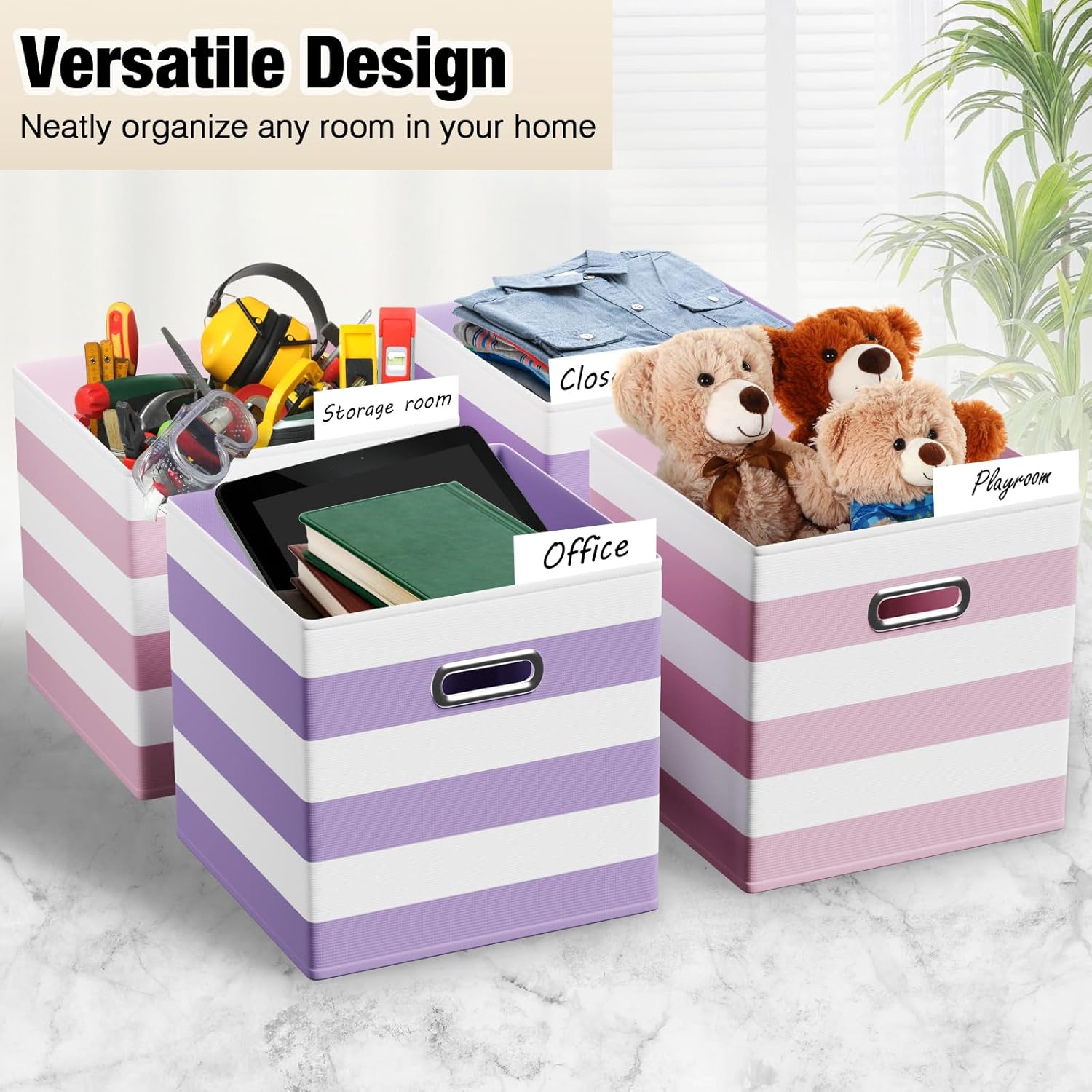 6 Pcs Fabric Storage Cubes with Metal Handle Back to School Classroom Supplies 11 Inch Macaron