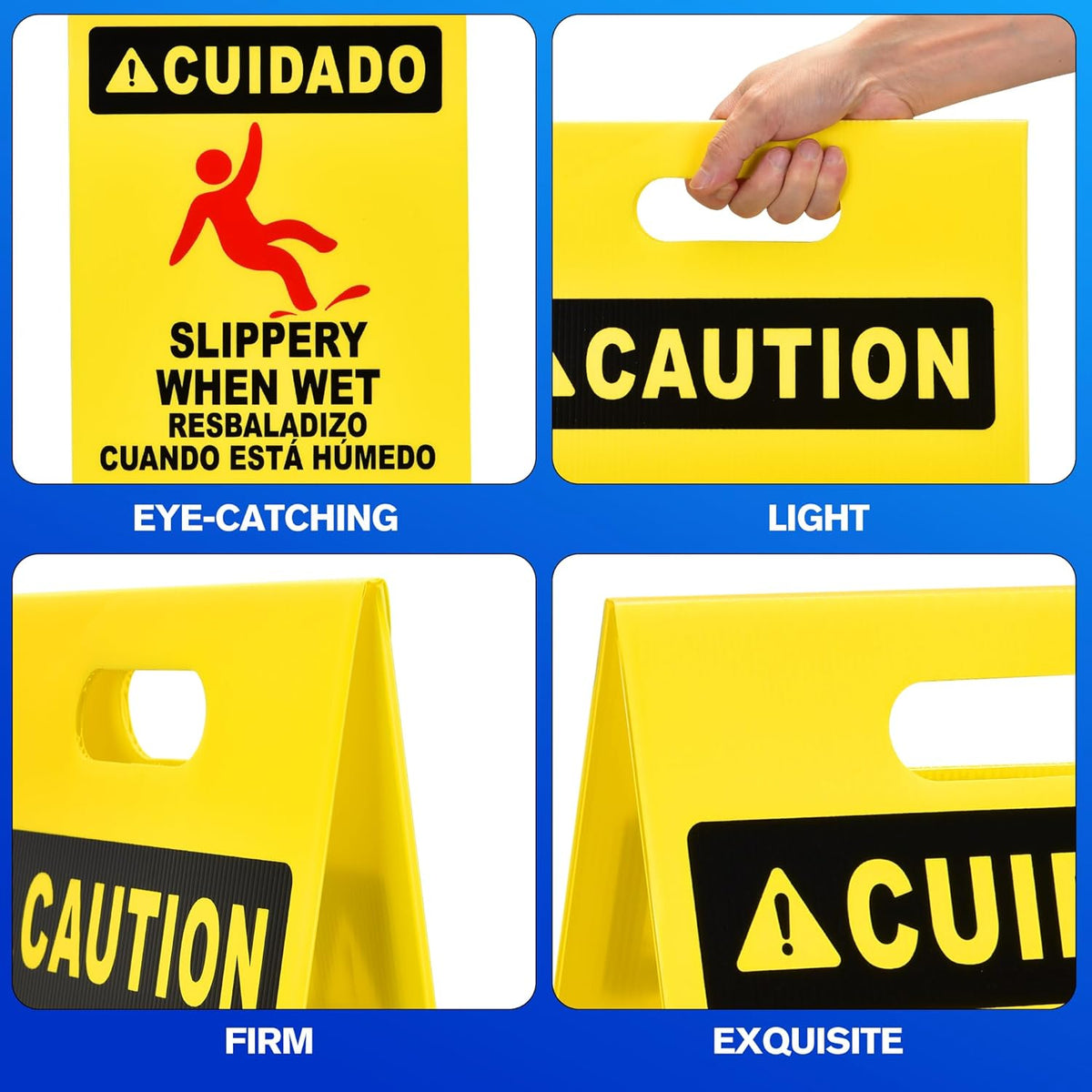 MATTHEW CLEANING 19'' 2 Pack,Industrial Wet Floor Sign 2-Sided Durable Corrugated Plastic Birght