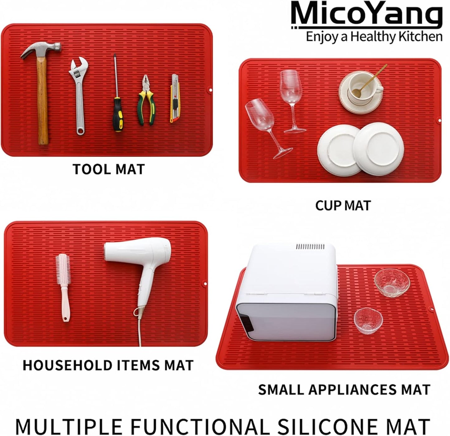 Silicone Dish Drying Mat for Multiple Usage,Easy clean,Eco-friendly,Heat-resistant Silicone Mat for