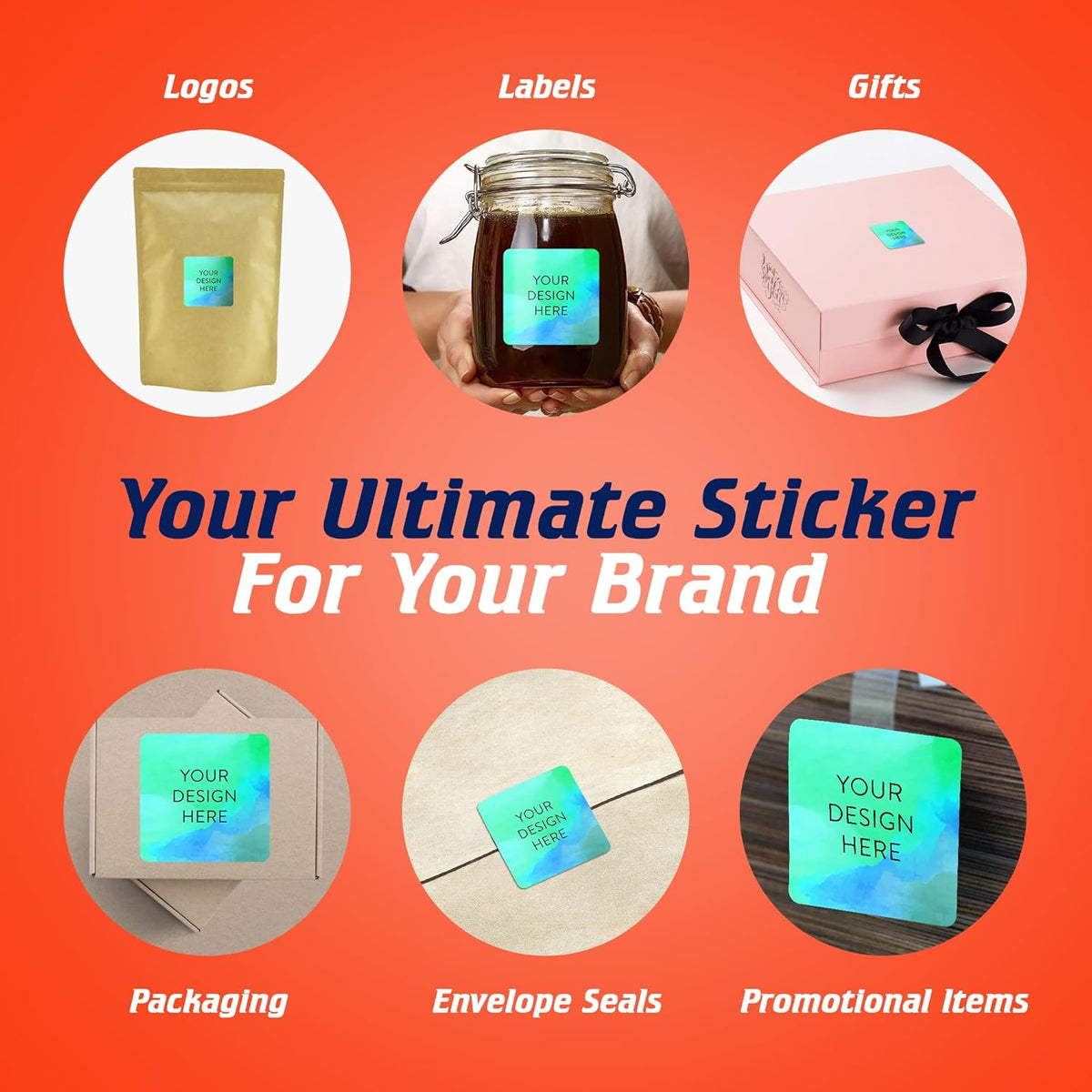 100 Custom Vinyl Stickers - Upload Your own Image, Text, Design, Logo - Personalized Logo Labels