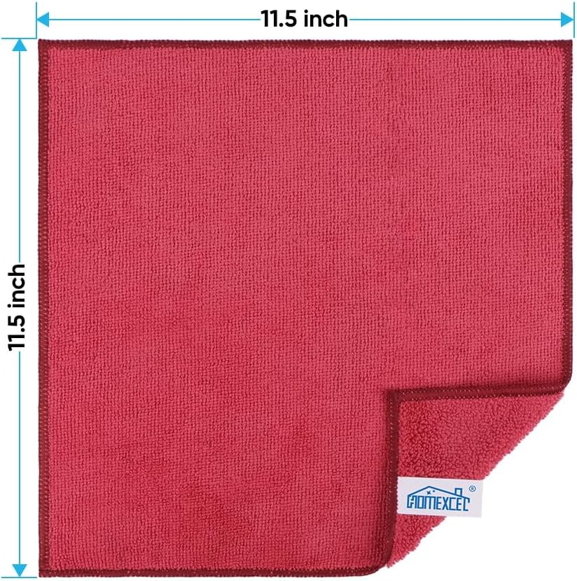 HOMEXCEL Red Microfiber Cleaning Cloth, 12 Pack Premium Microfiber Towels for Cars, Lint Free