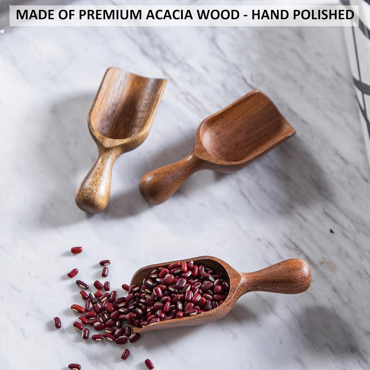 Wooden Scoops for Canisters 3PCS Small Wooden Scoop Acacia Wood Scoops for Jars Mini Coffee Scoops