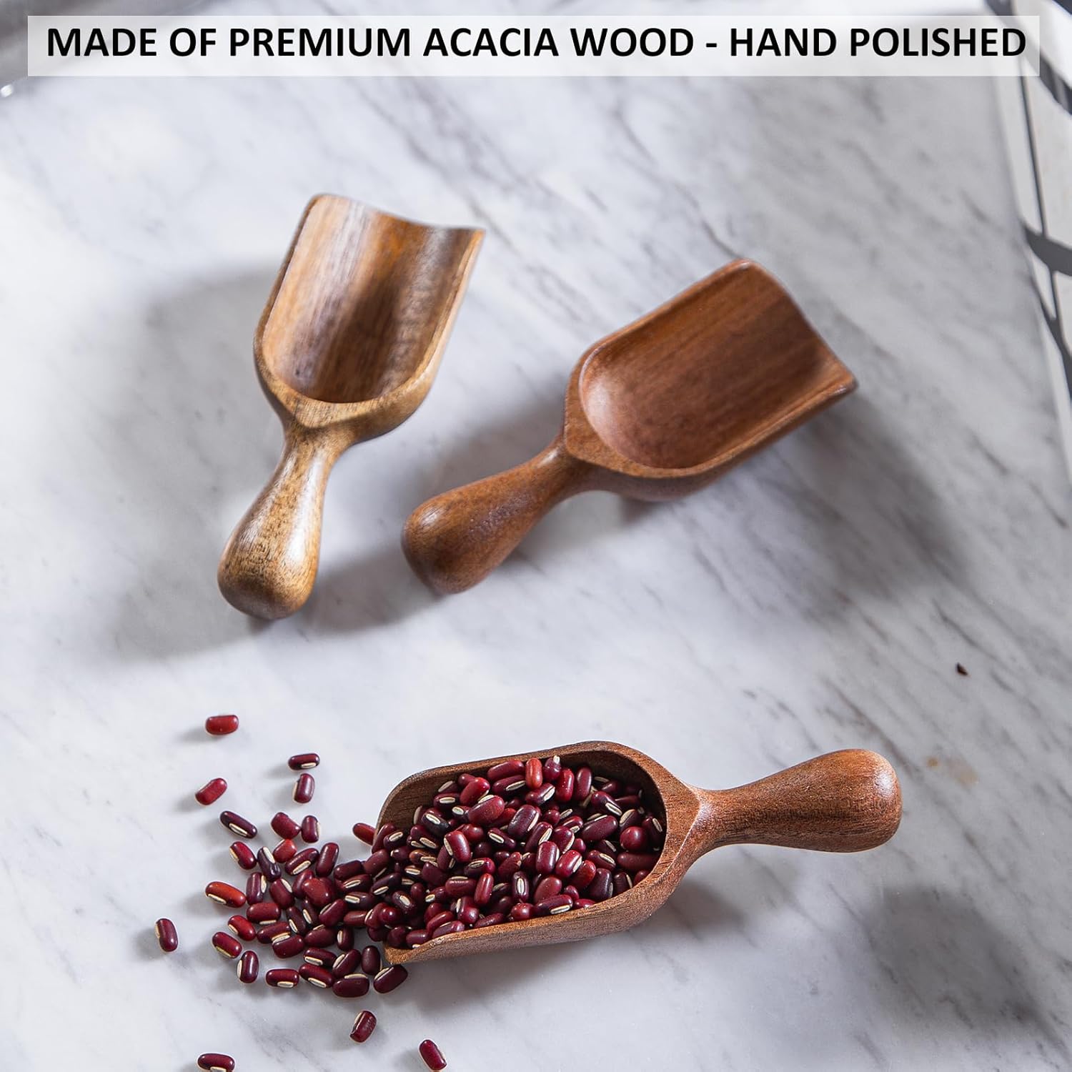 Wooden Scoops for Canisters 3PCS Small Wooden Scoop Acacia Wood Scoops for Jars Mini Coffee Scoops