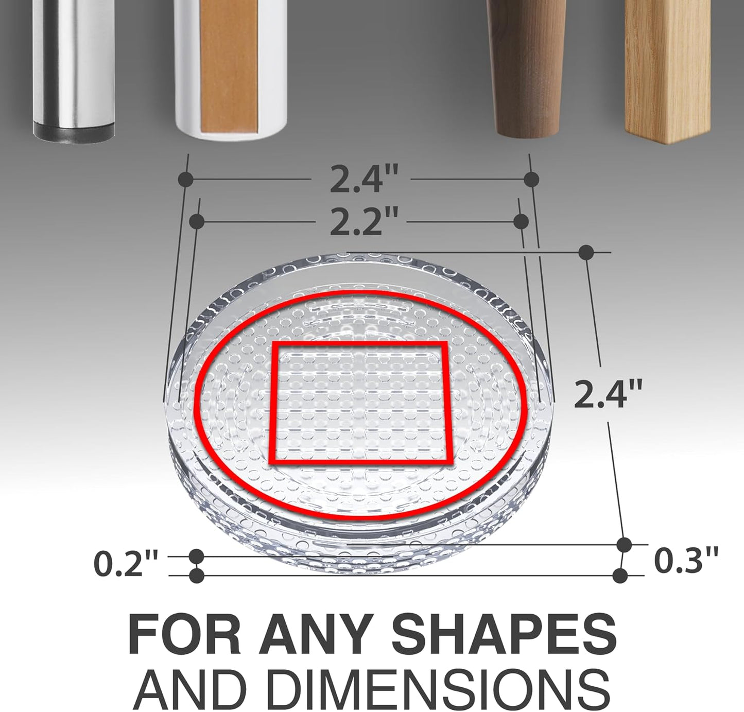 X-Protector Furniture Cups - 8 PCS 2.2" - Non Slip Furniture Pads for Hardwood Floors - Transparent
