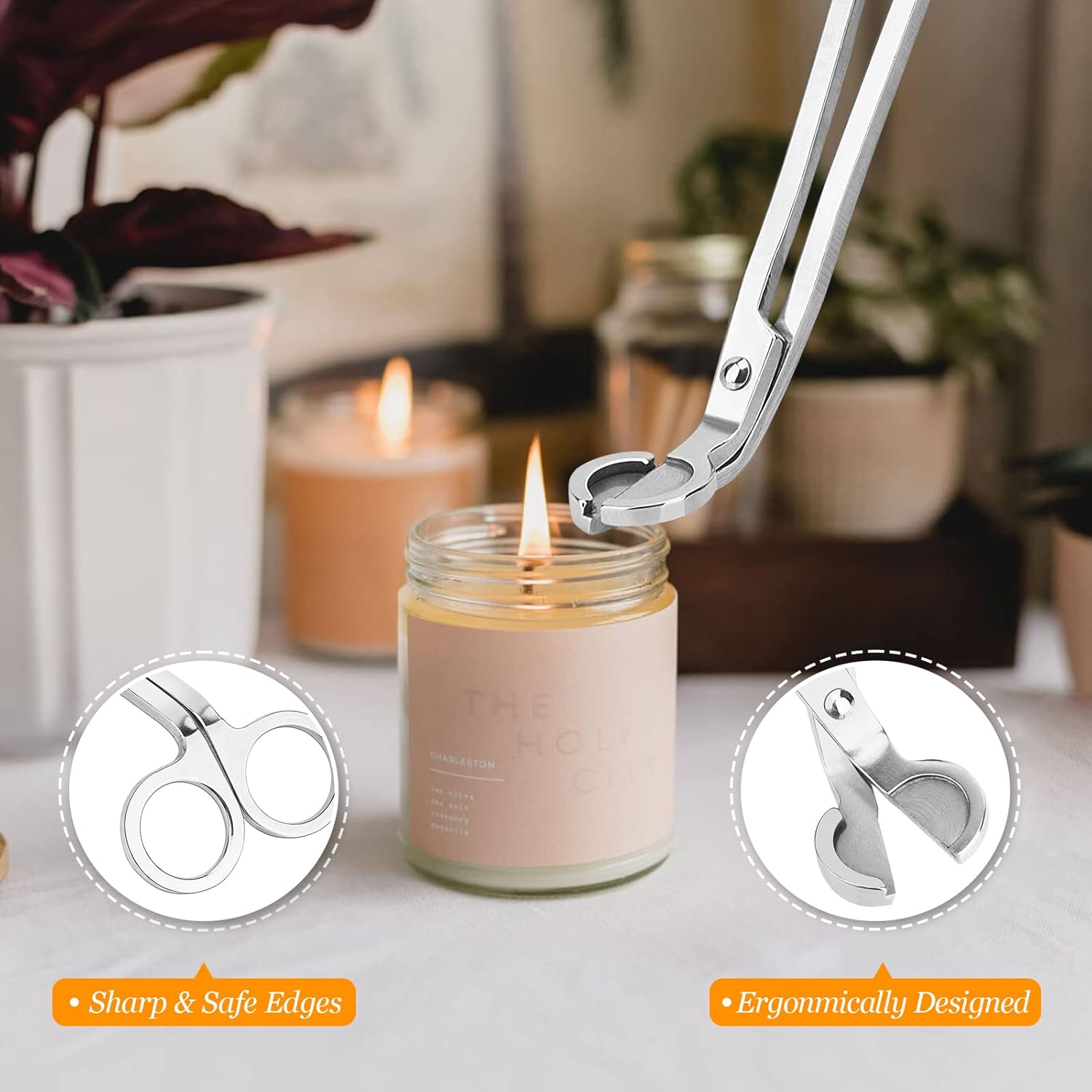 Lsnisni 5Pcs Candle Accessory Set With Rechargeable Electric Lighter, Storage Tray, Wick Trimmer