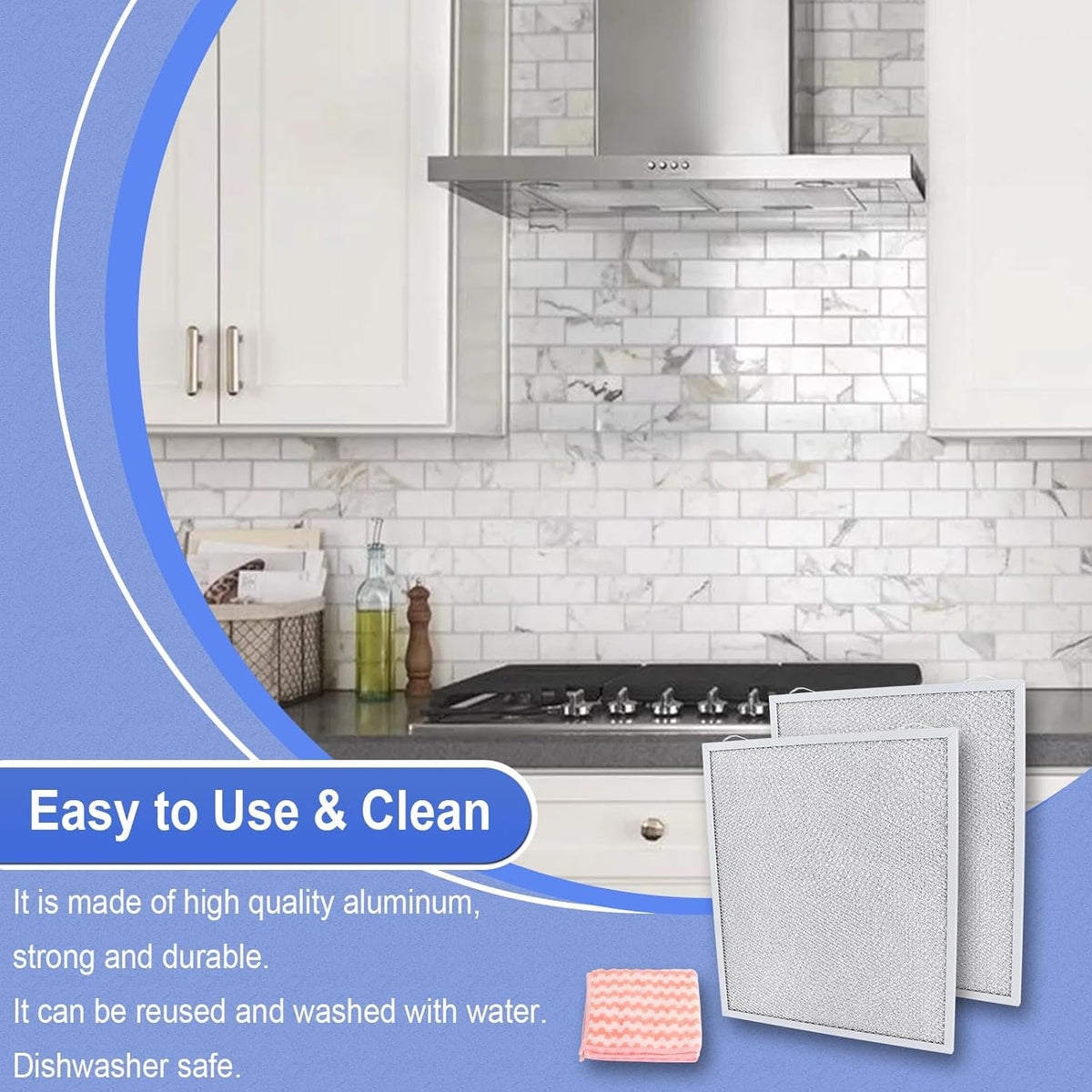 S99010430-002 Range Hood Filter 15-3/4" x 13-7/8" x 3/8", 2 Pack Aluminum Mesh Grease Range Hood