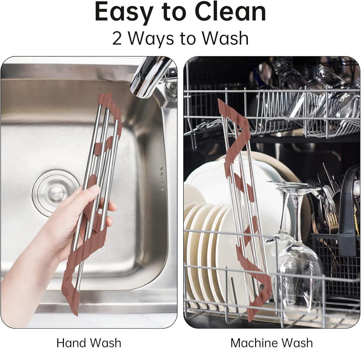 Tomorotec Triangle Roll-Up Dish Drying Rack for Sink Corner Small Foldable Stainless Steel Over The