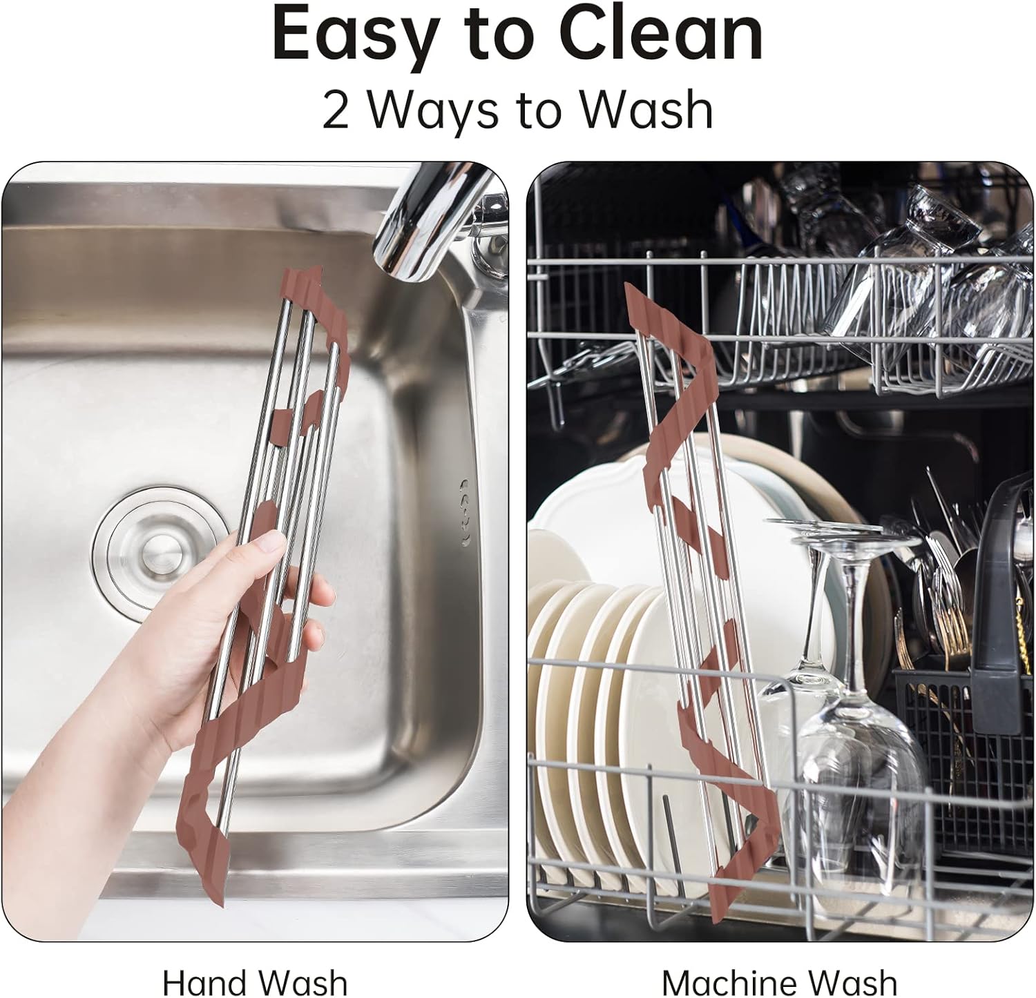 Tomorotec Triangle Roll-Up Dish Drying Rack for Sink Corner Small Foldable Stainless Steel Over The