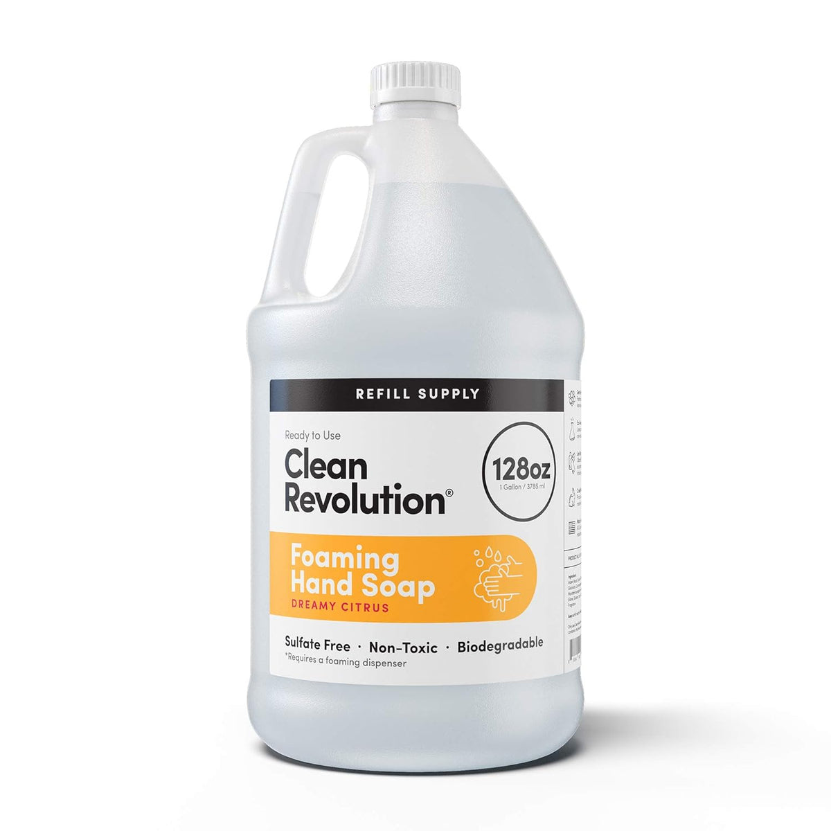 Clean Revolution Foaming Hand Soap Refill Supply Container, Ready to Use Formula, Dreamy Citrus