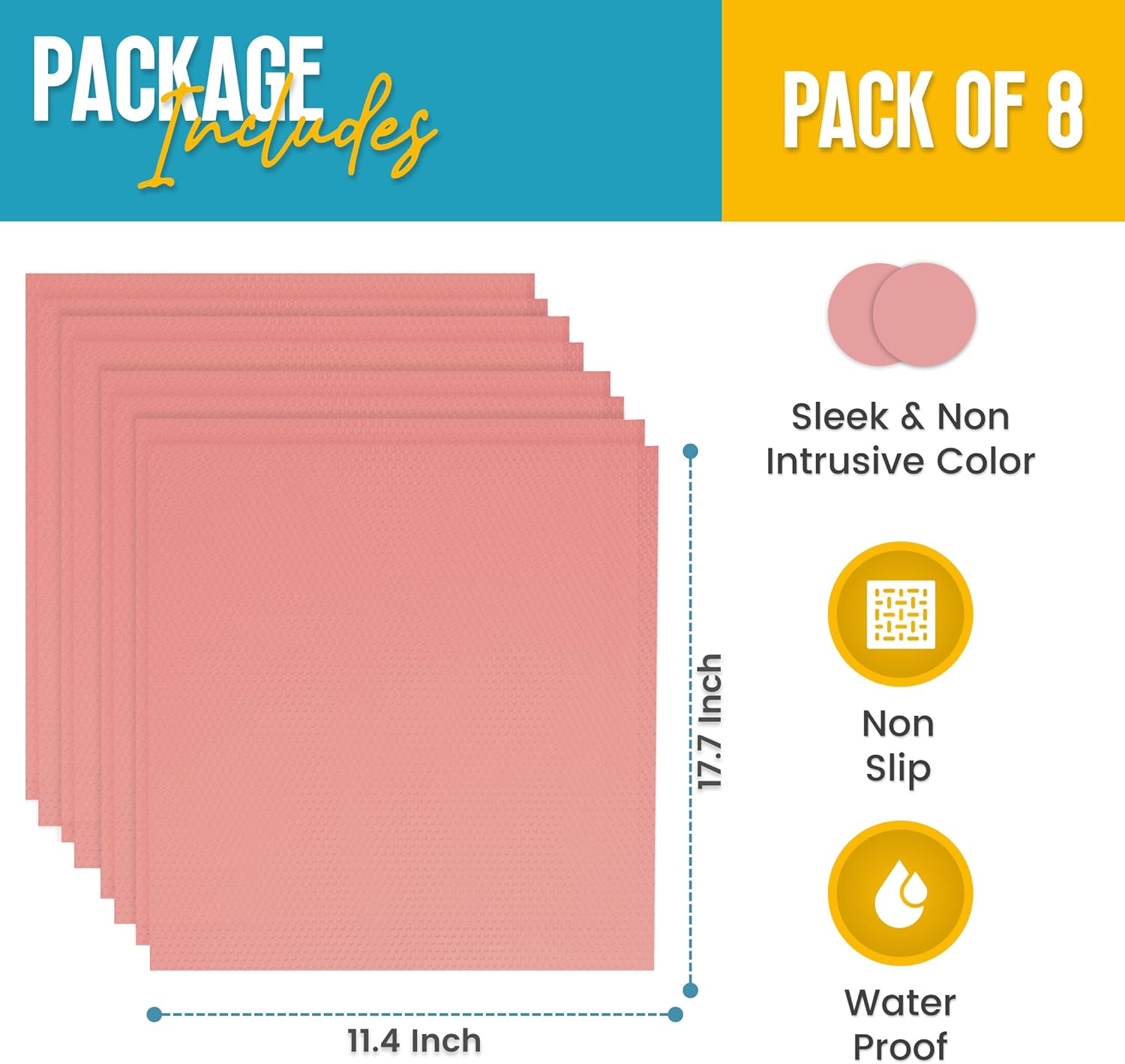 Refrigerator Liners for Shelves (8 Pack) by Linda’s Essentials - Non-Adhesive Shelf or Drawer