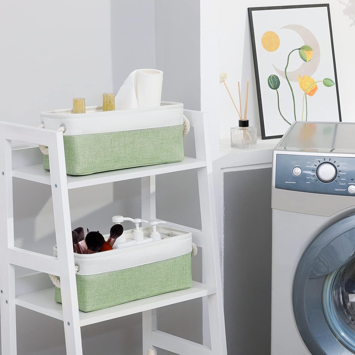 DULLEMELO Toilet Paper Storage Basket, Toilet Paper Basket for Back of Toilet, Bathroom Storage