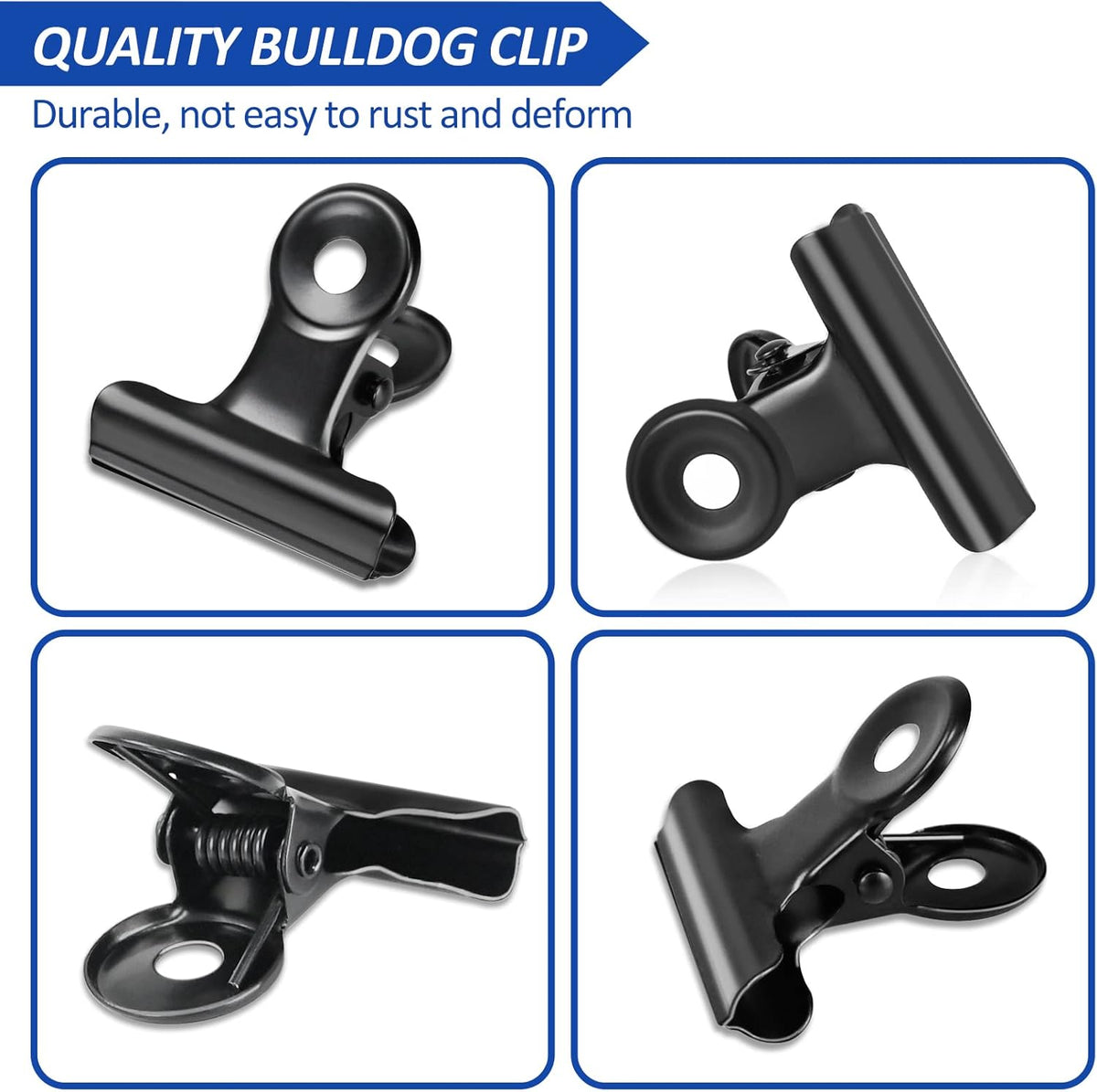 30 Pack Bulldog Clips 0.87 Inch Small Hinge Paper Clips Metal Hinge Clips for Crafts, Food Bags