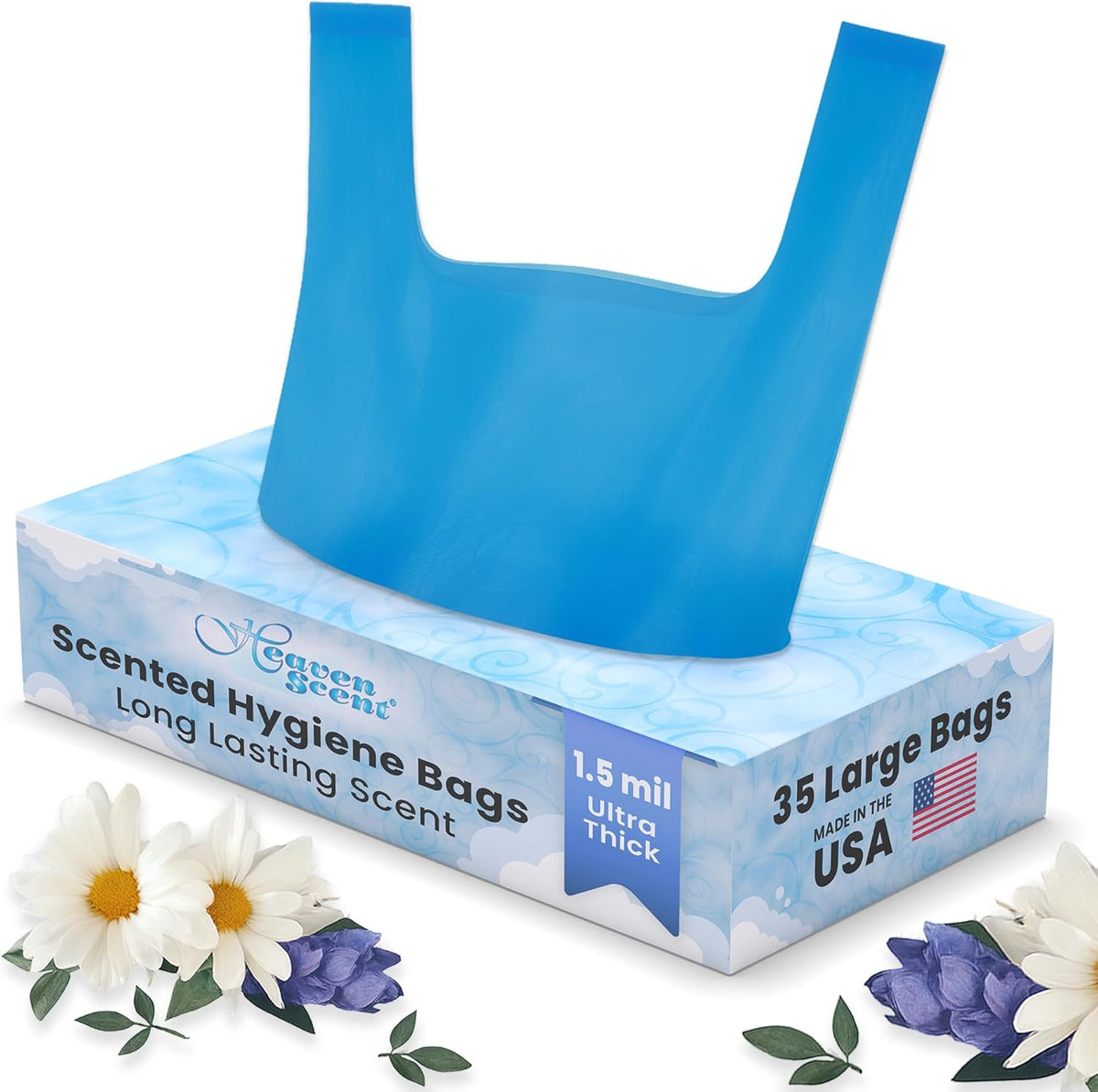Heaven Scent Hygiene Bags 1.5MIL ULTRA-THICK Discreet Waste Disposal | Made in the USA | Mild Baby