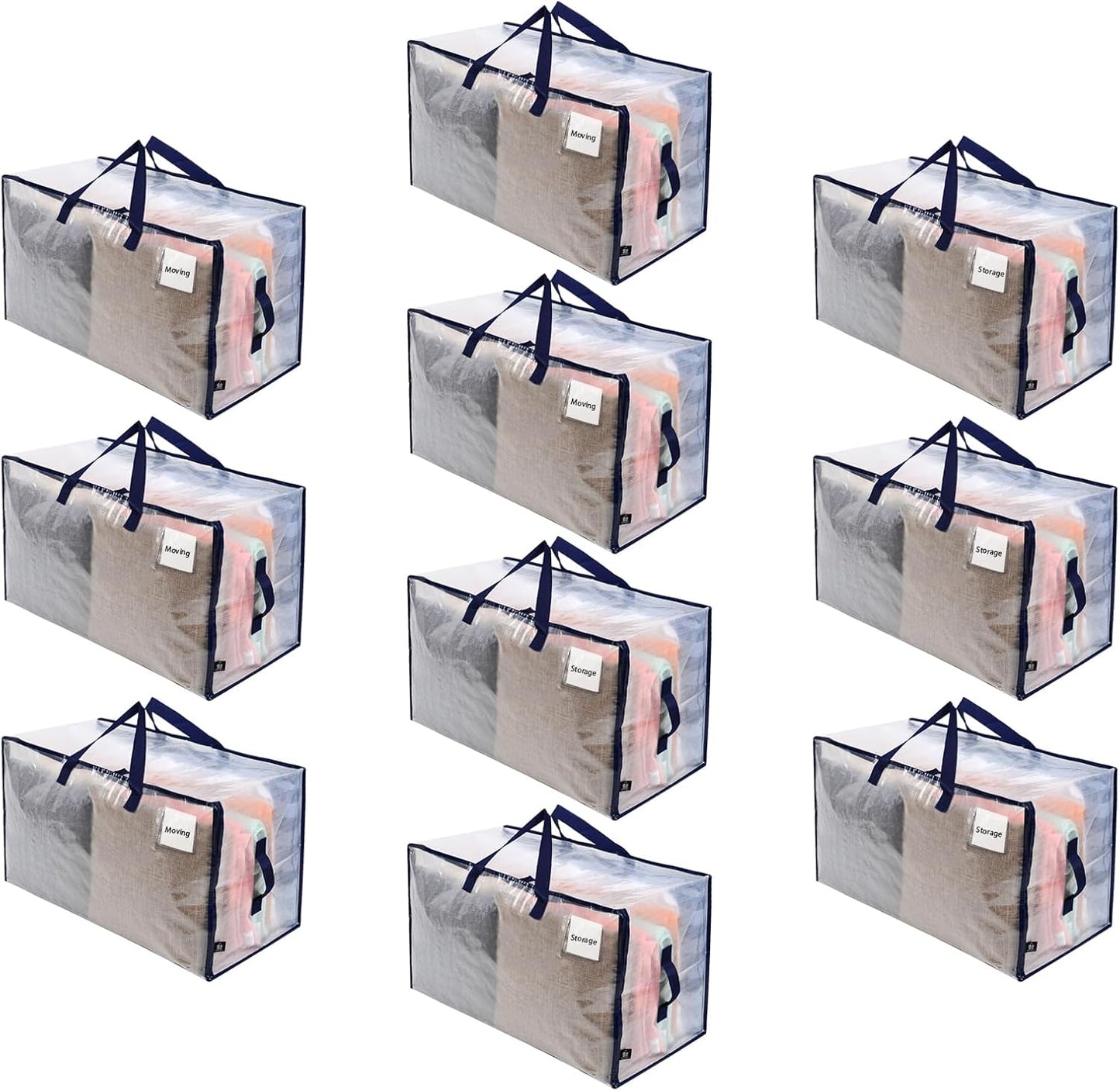 VENO 10 Pack Moving and Storage Bags, Heavy Duty, Alternative to Moving Boxes, Large Packing Totes