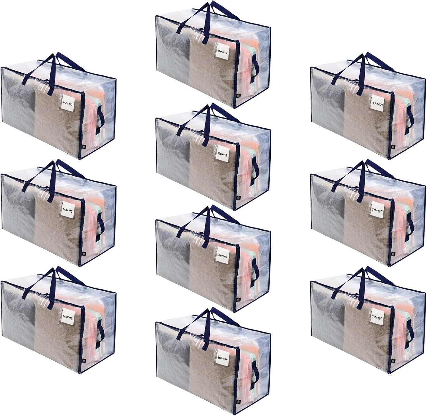 VENO 10 Pack Moving and Storage Bags, Heavy Duty, Alternative to Moving Boxes, Large Packing Totes