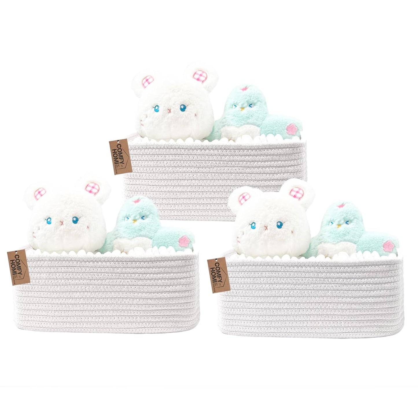 COMFY-HOMI 11.5"x7.5"x4.7" Storage Baskets for Organizing | Cotton Rope Woven Basket | Toy Storage