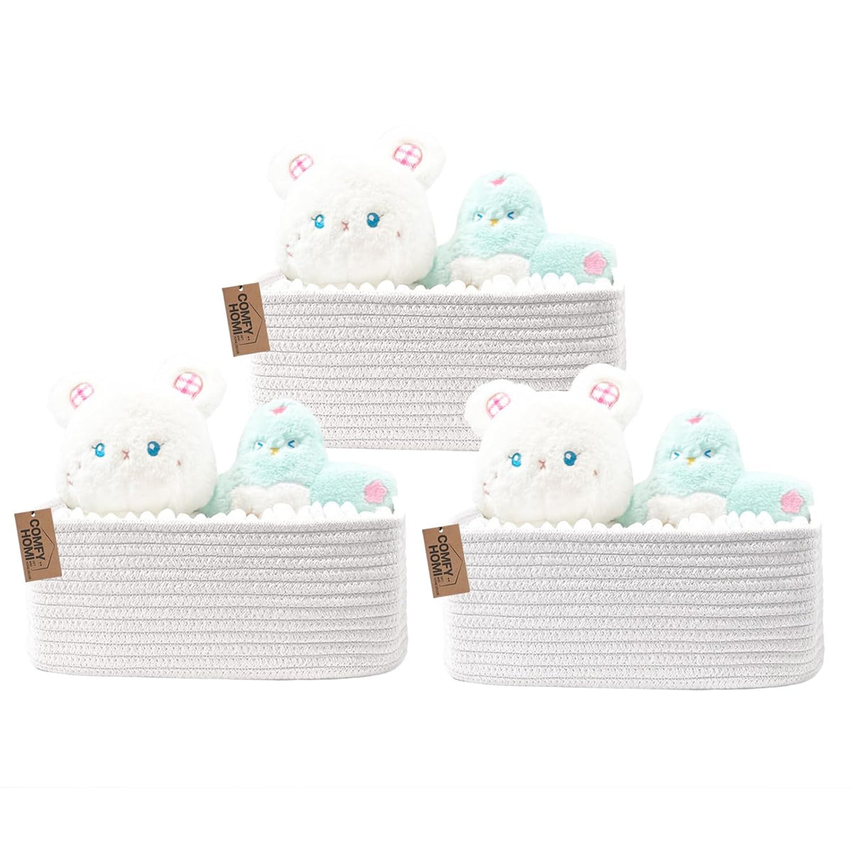 COMFY-HOMI 11.5"x7.5"x4.7" Storage Baskets for Organizing | Cotton Rope Woven Basket | Toy Storage
