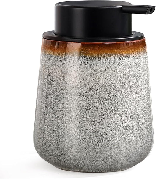 INGOFIN Ceramic Lotion Dispenser - 12 oz Refillable Hand Soap Dispenser Bathroom, Modern Liquid