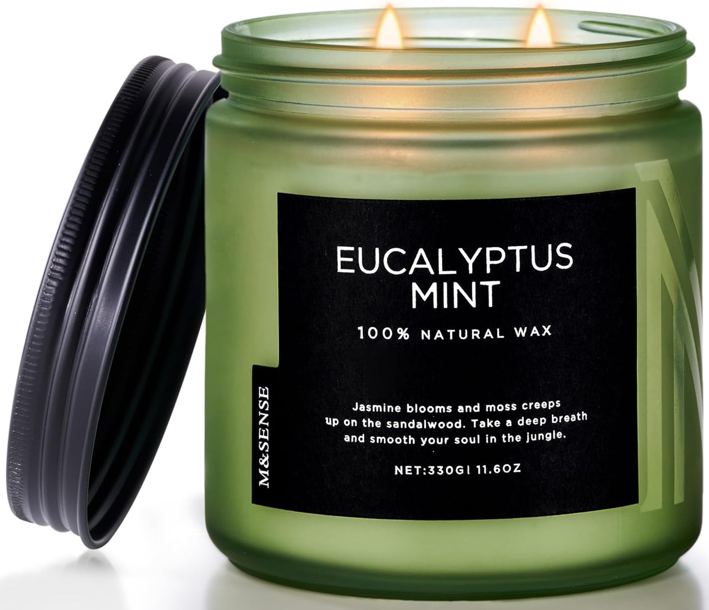 M&SENSE Eucalyptus & Mint Soy Candles for Home Scented, 11.6oz 70 Hour Burn Aromatherapy Candle