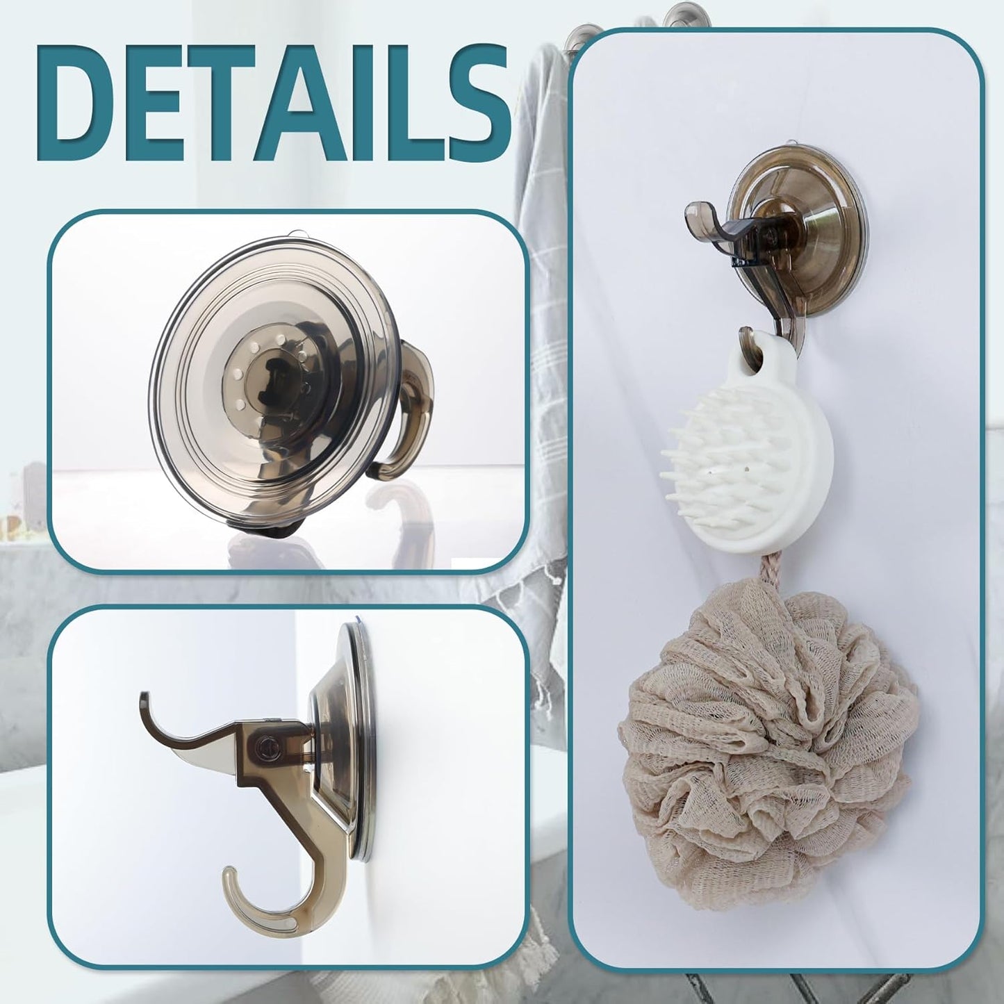 Antimbee 10 Pack Reusable Suction Hooks, Removable Small Suction Cups for Shower, Bathroom, Glass