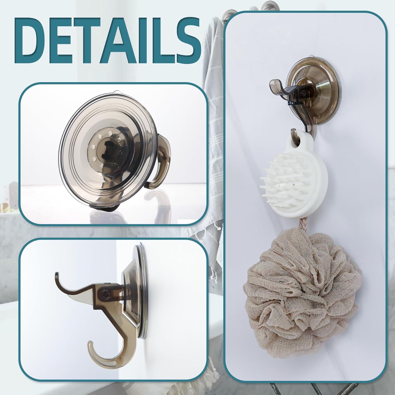 Antimbee 3 Pack Suction Cup Hooks, Clear Suction Hanger, Removable Small Hooks for Shower