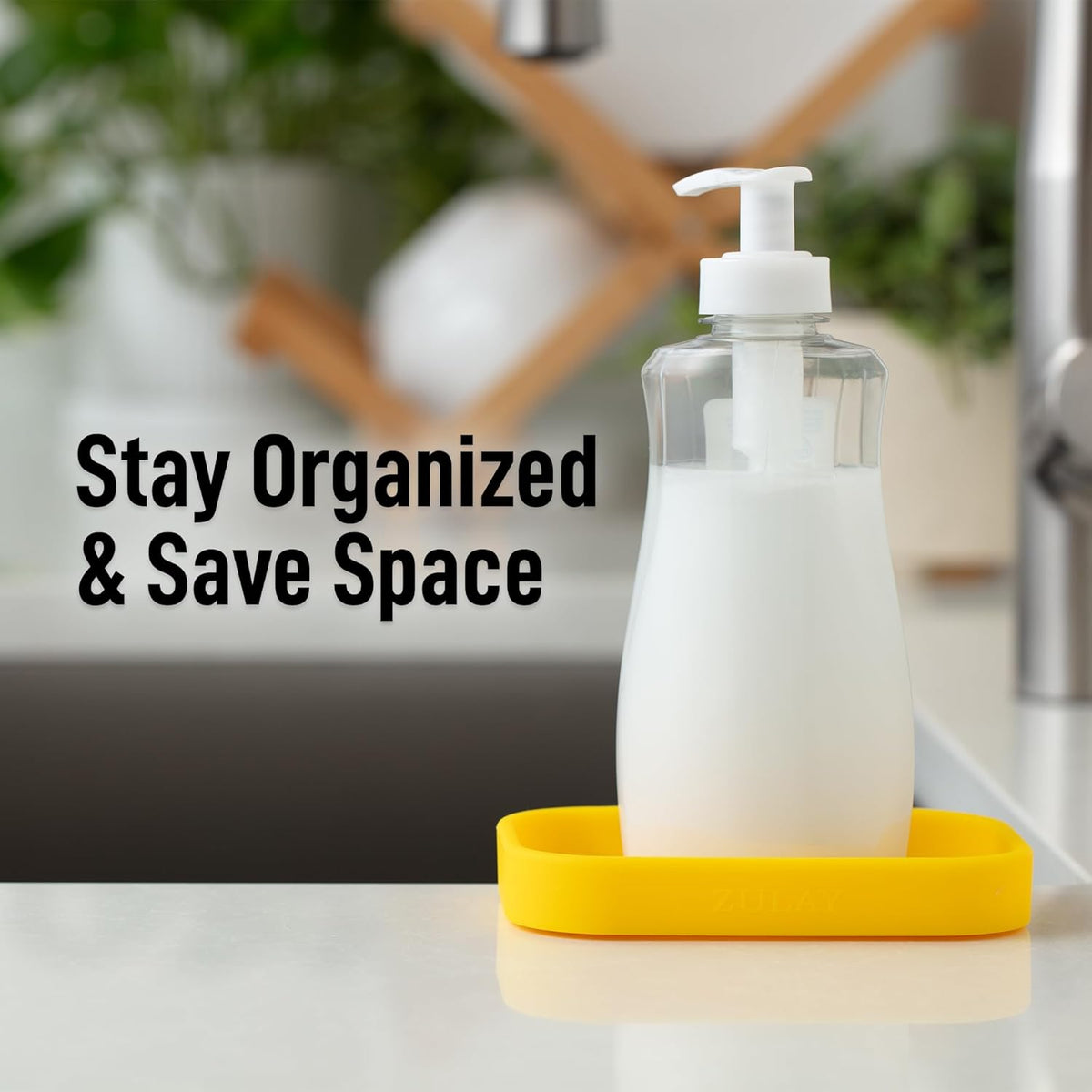 Zulay Kitchen Small Silicone Sponge Holder (4.9x3.3”) – Space-Saving Sink Organizer Tray for