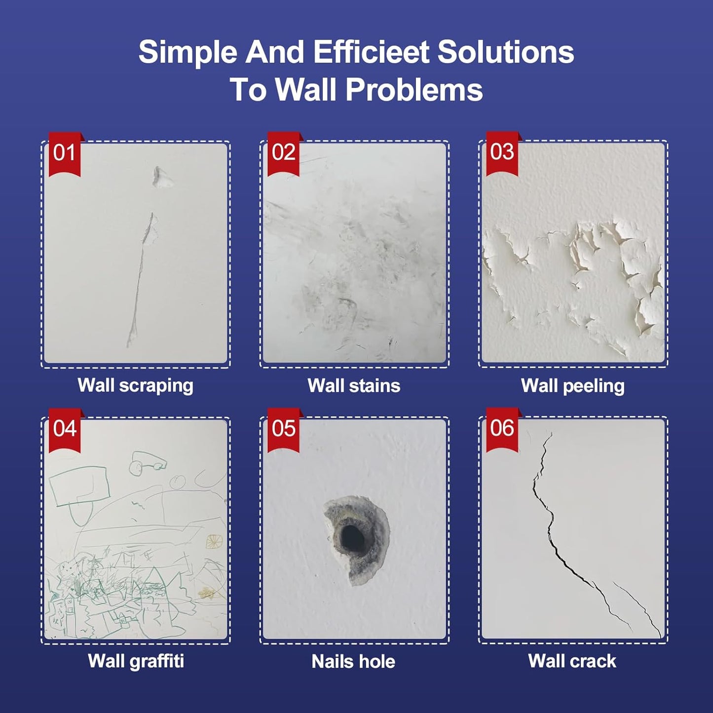 8.6oz Drywall Patch Repair Kit - Professional All-in-1 Tool Set (Scrapers/Sandpaper/Texture