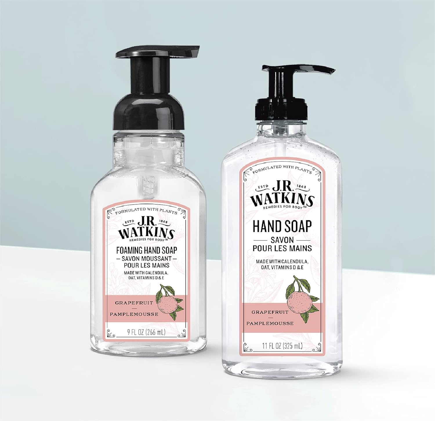 J.R. Watkins Foaming Hand Soap Pump with Dispenser, Moisturizing All Natural Hand Soap Foam