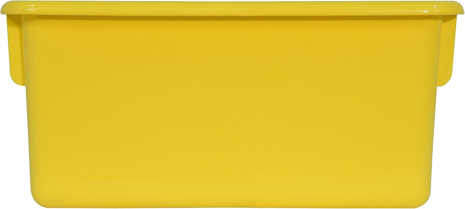 Wood Designs Cubby Storage Bin, Heavy Duty Plastic Containers for Kids Yellow Cubby Tray Set of 25