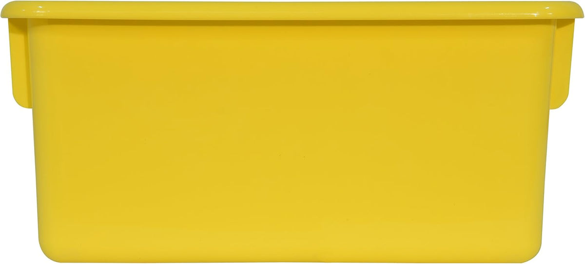 Wood Designs Cubby Storage Bin, Heavy Duty Plastic Containers for Kids Yellow Cubby Tray Set of 12